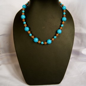 il_fullxfull-1 "Beach Pebbles." 18” beaded necklace and matching earring set made with multicolored stone and glass beads.